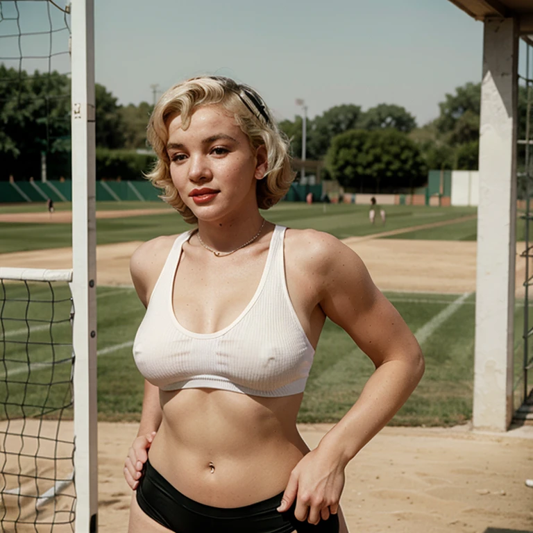 Marilyn Monroe dressed as an athlete