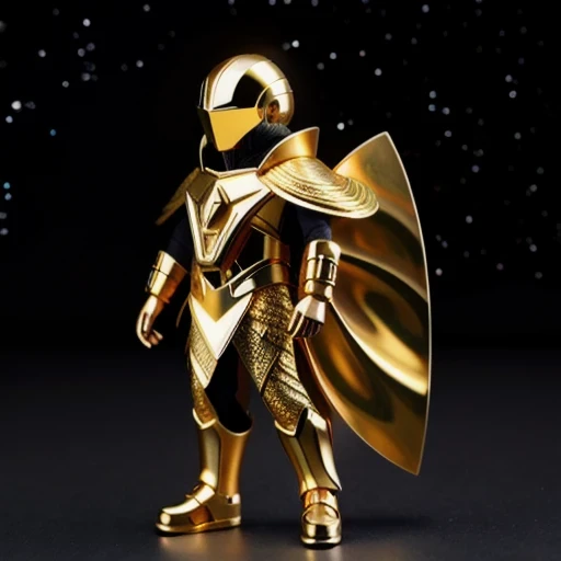Brilliant Gold Diamond Maya Star, Burlap Cloak Mummy Hood Platinum Silk Cyberpunk Light Crossbow Space Station 1:500 miniature models, illustration, Side view, (Side view), Wear gold-rimmed reflective sunglasses, Carrying future weapons, very happy, Side view, whole body, 3d, (nautilus) octane rendering, perfect appearance, Collagen protein