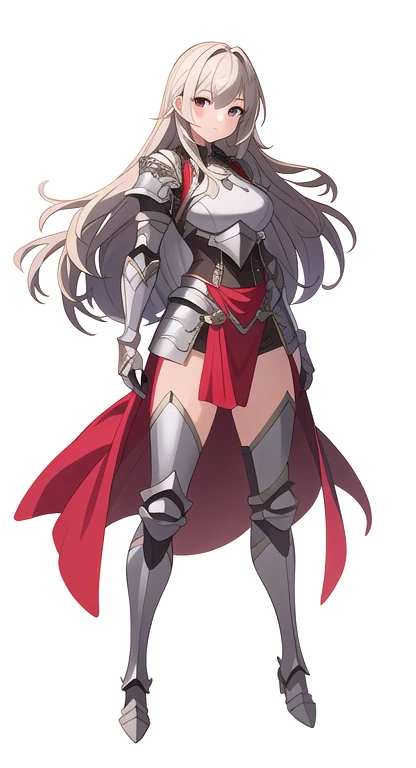(((Best Quality))) , ((full body)), female, reference sheet, solo, (white background), gloves, leotard, armored dress, waist armor, loincloth, pelvic curtain,
