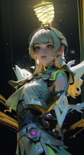 (Melhor qualidade), ((obra de arte), (Detalhe: 1.4), 3D, Uma linda mulher cyberpunk, HDR (high-range dynamics), rastreamento de raio, NVIDIA RTX, Super-resolution, Irreal 5, underground dispersal, Texturas PBR, Post-processing, Anisotropic filtering, profundidade de campo, Maximum Sharpness and Clarity, Texturas multicamadas, Albedo e mapas de destaque, Surface shading, Accurate simulation of light-material interactions, Perfect proportions, octane rendering, luz de duas cores, grande abertura, ISO baixo, White balance, rule of thirds, 8k cru, nudez, Fora do ombro, camisole vest, mini-saia, traje transparente, cintura aberta, mini-saia //, muito curto, grafites coloridos nos ombros,