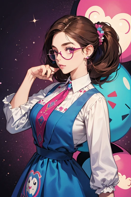 Close-up,(masterpiece, highest quality:1.3), (Flat Color:1.3), (colorful:1.3), View your viewers, Young 1 girl, alone, floating colorful ,School (2D:1.3), SD_Vaporwave,Big Breasts、White suit,See-through、See-through、See-through、Nipples,Are fat,Pussy line、Spread your legs wide、Raise one leg、mini skirt、Pussy,no panty