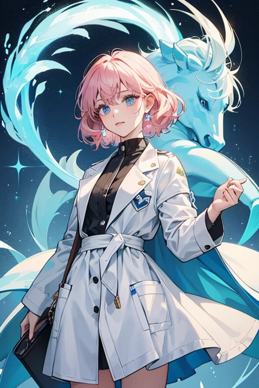 Dr. Ice Cream looks like a regular soft-serve ice cream cone. Her "hair" is chocolate soft-serve ice cream (and a little appears to be dripping) and her body is a standard ice cream cone, though the bottom is longer than usual. She wears a white lab coat, and appears to have a small blue horse in her front pocket, which is a parasite that feeds off smart brain waves. PARKLE; GLITTER