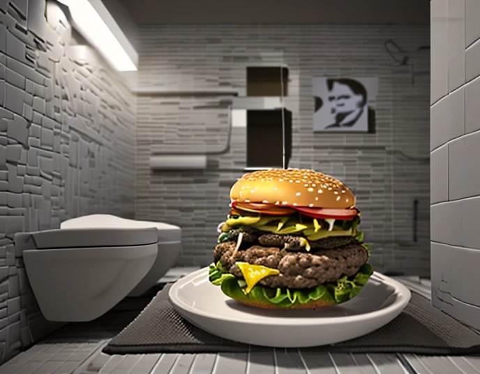 (best quality:1.2,highres),Butters Stotch eating Big Mac Burger,sitting at Toilet in McDonald Bathroom,Art of Hellper,portraits,ultra-detailed,realistic,studio lighting,vivid colors,sharp focus,physically-based rendering,extremely detailed eyes and face.