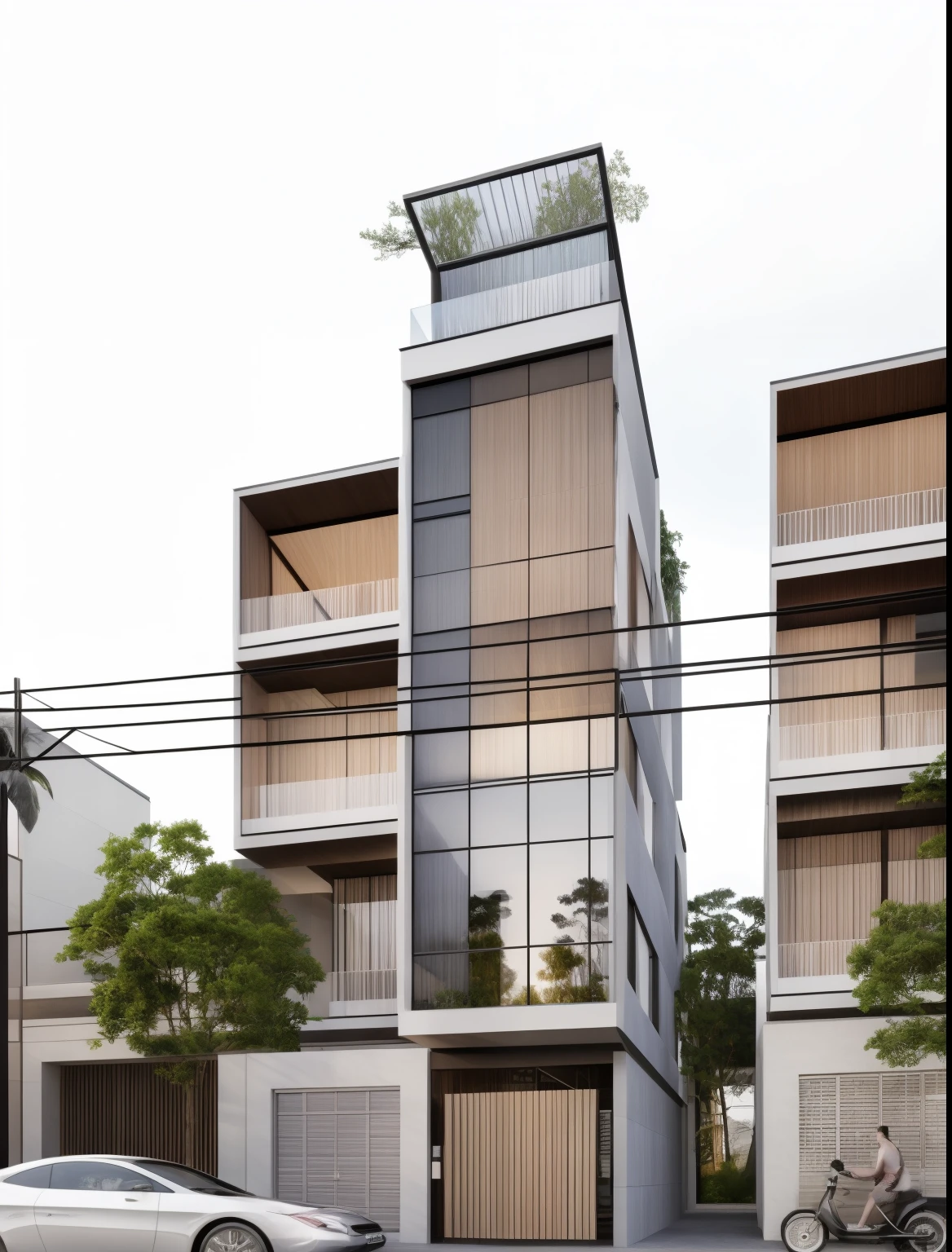 RAW photo,Masterpiece, high quality, best quality, authentic, super detail, 
A modern style villa in the country, modern house with (white wall:1.2), stone, glass windows, (wooden ceiling:1.1), railing glass, fence, (curve:1.1),tropical trees, Balcony climbing plant,(sunset), beautifu sky, (high detailed :1.2), 8k uhd, dslr, soft lighting, high quality, film grain, Fujifilm XT3