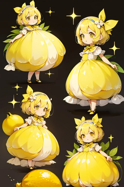 The Female Lemon Children are all odd-looking and small lemon creatures who are mostly various shades of yellow. They are all fat. Some of them have little bows. SPARKLE; GLITTER