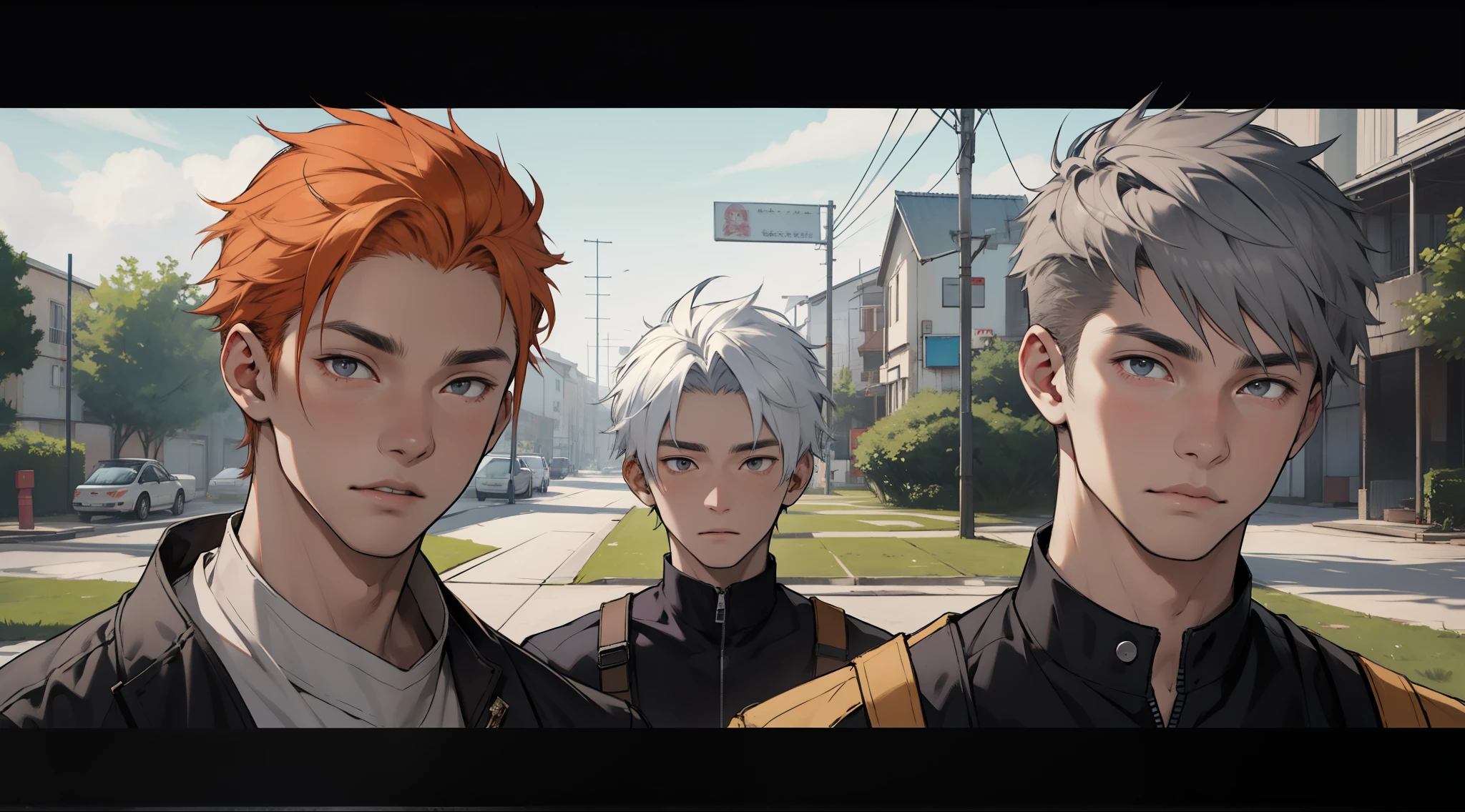 There are two boys who are 17 years old and the one in the back is 13 years old. 