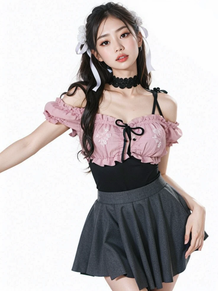 (8x_NMKD-Superscale_150000_G),(8K, Super high quality,highest quality),(masterpiece:1.5),(girls),(18 years old),(arms behind back:1.5),(iron collar:1.5),pink plaid bow tie,pink bra,Pink plaid pleated mini skirt,dark blue socks