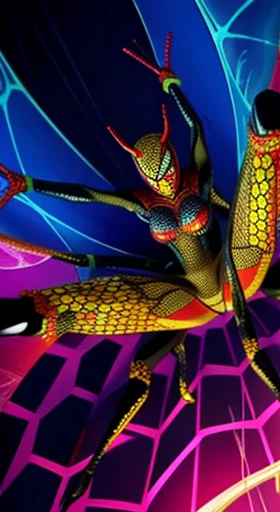 Spider mulher Marvel, obra de arte, Melhor qualidade, abstrato, Psychedelic, Neon, (honeycomb pattern), (criativo:1.3), sy3, SMS, fantasia00d