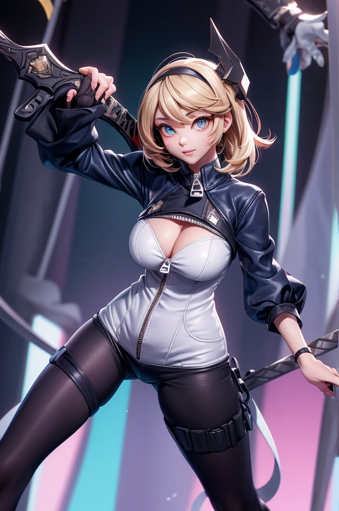 Highest image quality, outstanding details, Ultra high resolution, (Realism: 1.4), best illustration, I prefer details, very tight 1 girl, with a gentle and beautiful face, naked , firm breasts, no bra, wearing high-waisted latex tight shorts, view from below, square hairstyle, stands in the pose of cancer, background - high-tech light scene of the city of the future.