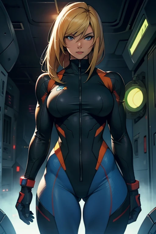 samus aran 1 girl solo (dark atmosphere muscular curvy)