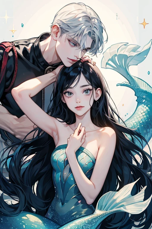 Gary seems to be a floating mermaid made of bone. Her hands are connected to her hair. She has gigantic white eyes and hair that resembles Marceline's, and a long, slithery tongue. Finn describes her as ugly. SPARKLE; GLITTER