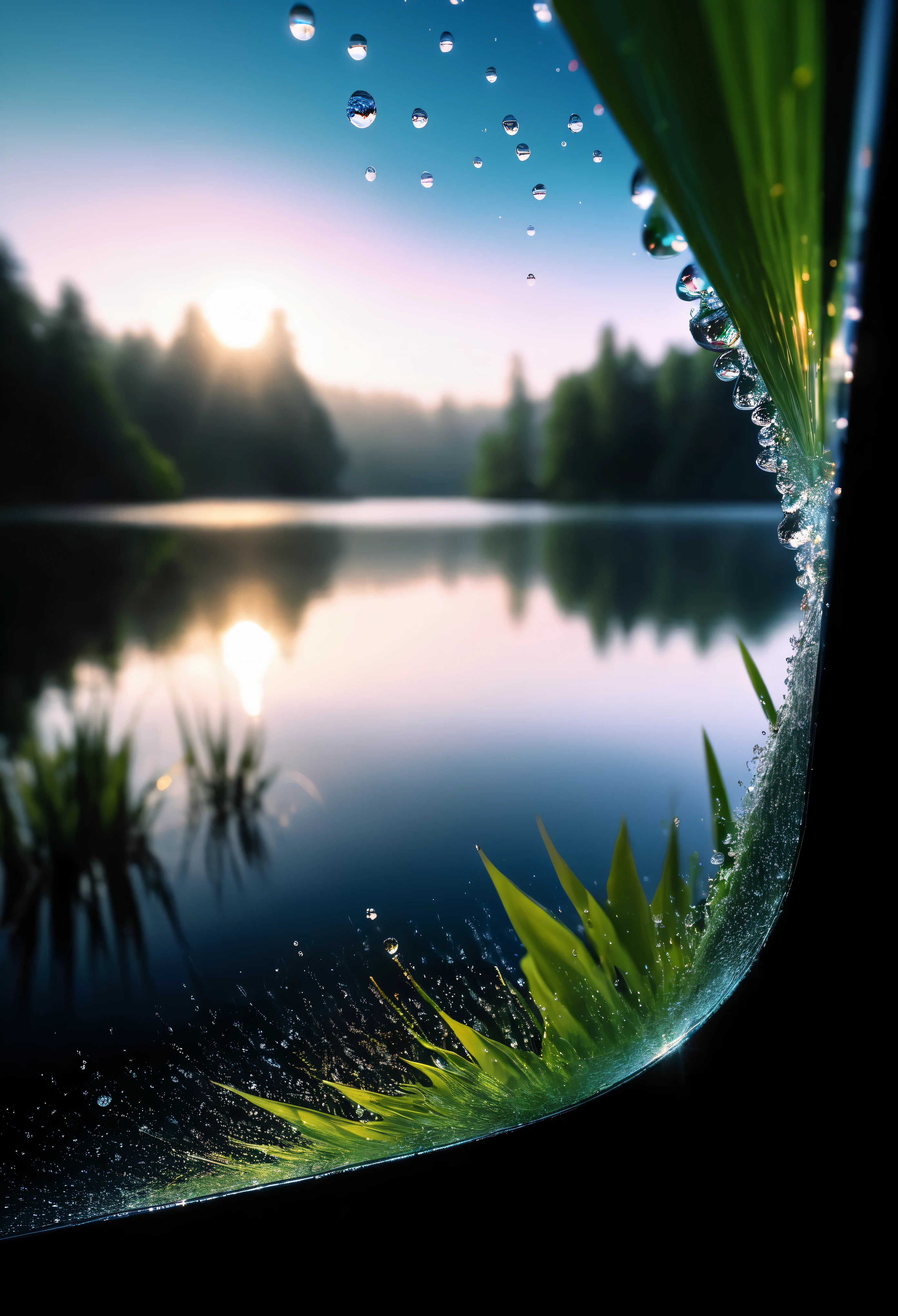 ((Masterpiece in maximum 16K resolution):1.6),((soft_color_photograpy:)1.5), ((Ultra-Detailed):1.4),((Movie-like still images and dynamic angles):1.3), ((motion blur):1.1),((Ultra wide angle):1.5),((macro lens photo):1.3). | ((Macro shot of glass window pane with dripping morning dews):1.2), ((glass window overlooking a beautiful lake):1.5), award winning masterpiece with incredible details, epic stunning, ((morning dews):1.2), ((thin morning lake mist):1.1), ((tyndall effect):1.1), ((morning at a lake):1.2), ((lake flowers):1.2), ((fresh atmosphere):1.1), (shimmer), (visual experience), (Realism), (Realistic), award-winning graphics, dark shot, film grain, extremely detailed, Digital Art, rtx, Unreal Engine, scene concept anti glare effect, All captured with sharp focus. Rendered in ultra-high definition with UHD and retina quality, this masterpiece ensures anatomical correctness and textured skin with super detail. With a focus on high quality and accuracy, this award-winning portrayal captures every nuance in stunning 16k resolution, immersing viewers in its lifelike depiction. Avoid extreme angles or exaggerated expressions to maintain realism. ((perfect_composition, perfect_design, perfect_layout, perfect_detail, ultra_detailed)), ((enhance_all, fix_everything)),