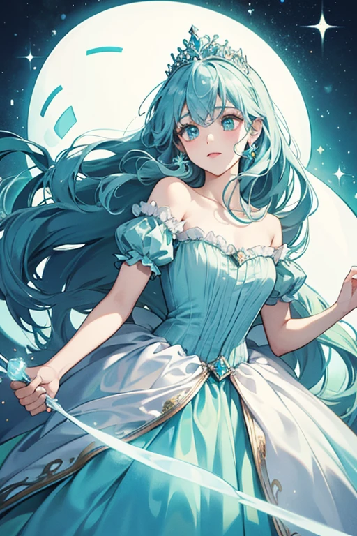 She is transparent,[1] light blue in color, and wears a floating tiara with a green gem. Upon close inspection, the dress she wears is actually attached to her head. Her overall appearance is much like that of a traditional "floating sheet" ghost, and similar to Raggedy Princess' appearance. She has unusual eyes compared to most Adventure Time characters, having pupils. SPARKLE; GLITTER