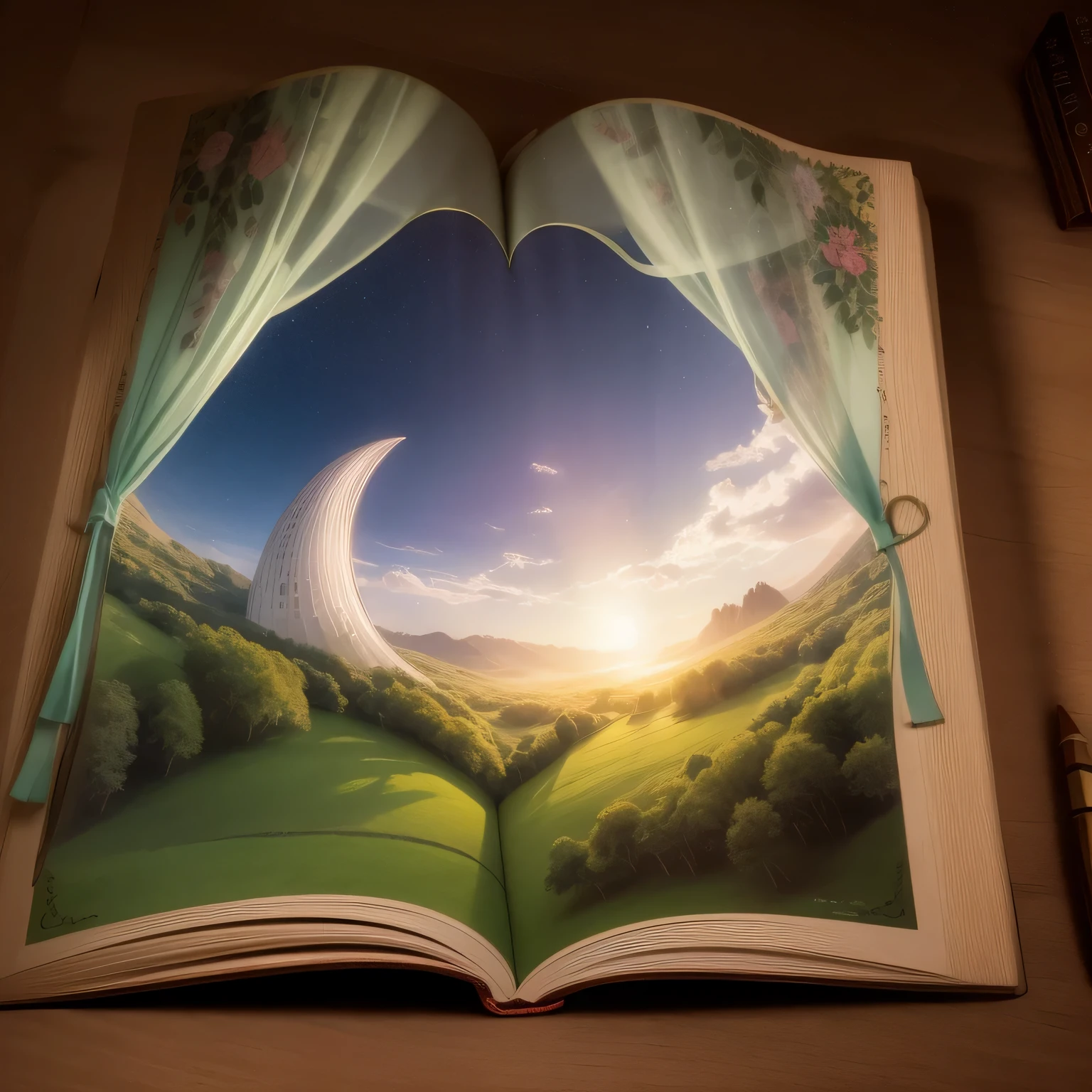 The logo is a charming and vibrant pictorial representation that captures the'essence de l'imagination et du plaisir.. Dans le centre, il y a un livre ouvert avec des pages qui semblent voler, comme des ailes, dans un mouvement gracieux. Les pages sont remplies d'illustrations colorées d'adorables personnages et d'éléments de la nature., which reflect the magical world of children's stories.
Au-dessus du livre, a small halo composed of'shining stars creates a glowing effect, transmettre le sentiment d’enchantement et de fascination. A gauche du livre, une illustration d'un sourire , porter un chapeau de gobelin, looks in wonder at the open book, representing the infectious joy of immersing yourself in captivating stories.