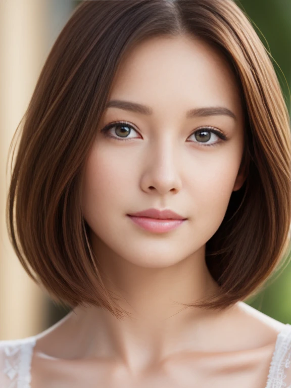 (Photorealsitic)、(Highly detailed)、(Detailed enough to finely identify pores.Healthy skin)、(Use natural light)、Beautiful Hungarian woman in perfect style alone:1.3、tiny chest:1.4、A slender、an lingerie、Slim belly、Sexy lower body:1.4、Sexy thighs:1.2、is standing、A slight smil、dark red-brown hair、Medium Hair、bangss、finely eye、finerly detailed face、Highly detailed facial and skin texture、Highly detailed body and skin texture、A detailed eye、double eyelid