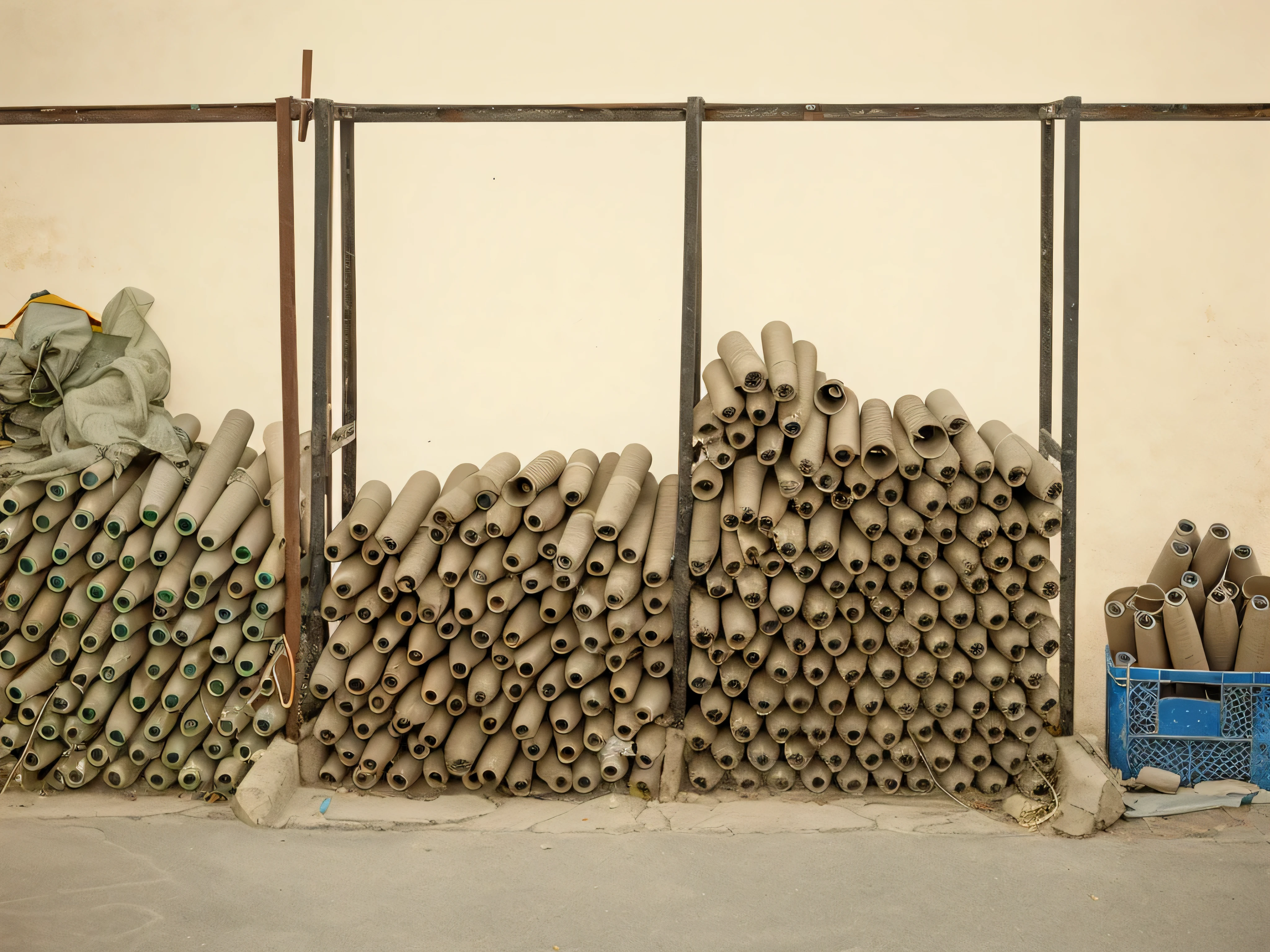 There are many cement rolls on the ground, inspired author：ZHANG Kechun, Karel Dujardin, author：ZHANG Kechun, Alexandra Formina, hila klein, Sergey Zabelin, Tube, clay material, lu ji, zhuoxin ye, Kim Hyun Joo, discarded scrolls, donglu yu, Michael, Artem Cheboka, Thiago Lehmann