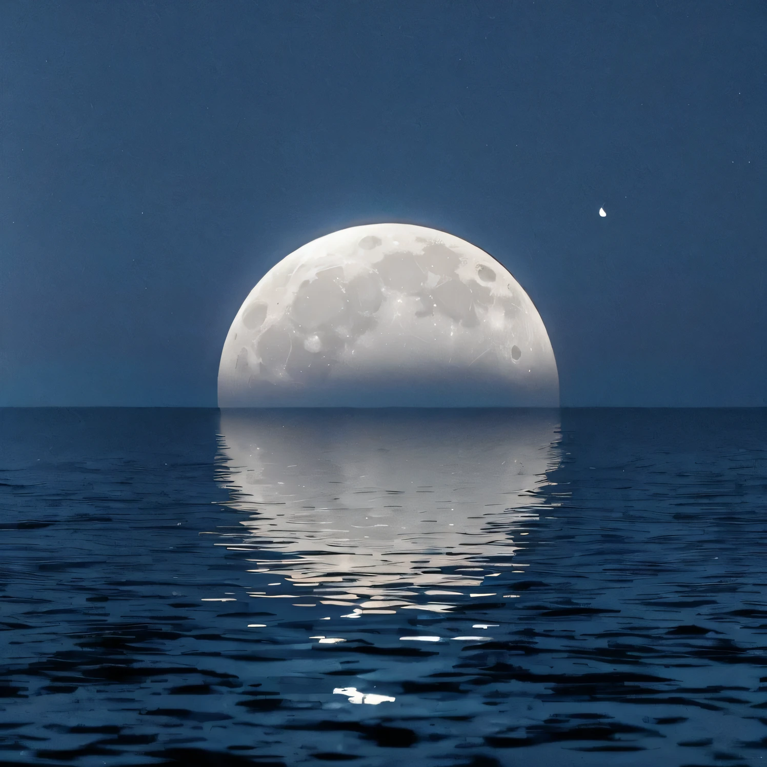 There is a bright light between the moon and the sea