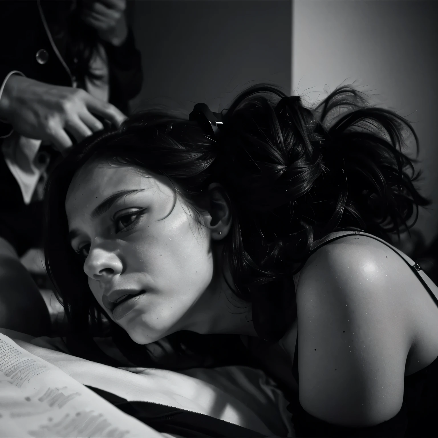 by Ralph Gibson style, Realistic, masterpiece of photography, emotionally dangerous scenes, highlighting the entanglement between love and betrayal, Atmosphere: sad, chaotic,
<lora:d