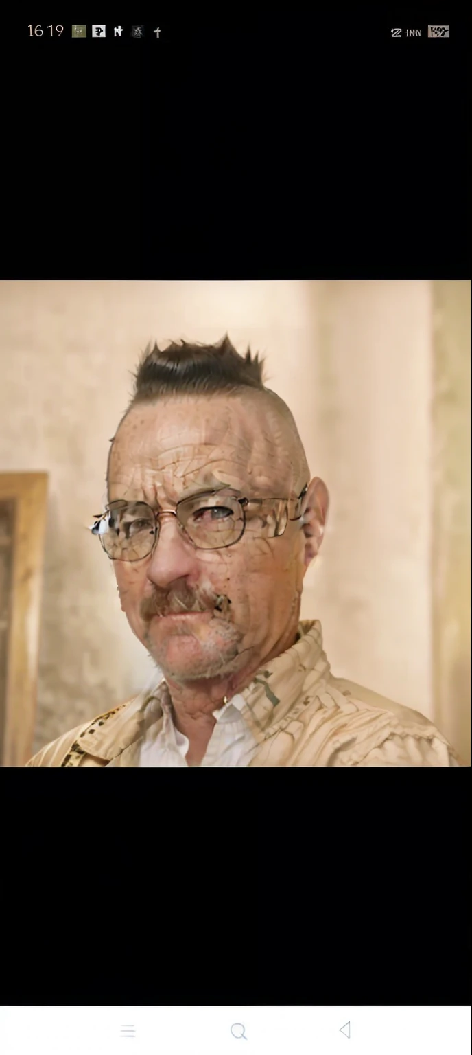 a close up of a man with glasses and a mustache, tom hanks with thick eyebrows, buzzed hair on temple, with a mohawk, travis bickle has a mohawk, raden saleh, with mustache, without mustache, forehead only, unibrow, combover, wry smirk, with same hairstyle, balding, inspired by Adolf Fényes