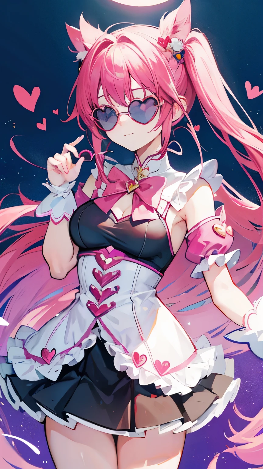 A magical girl wearing heart-shaped sunglasses.