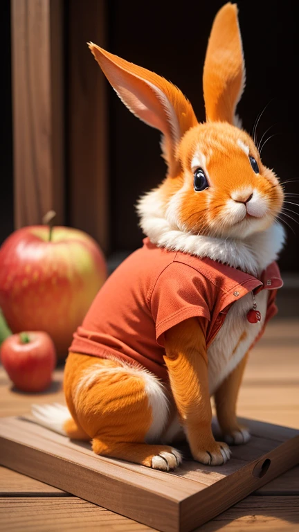 :3. Orange rabbit, actual, hairy, animals in clothes, apple, Bear, Teak, cherry, food, fruit, whole body, have, non-human, strawberry, tomato, watermelon