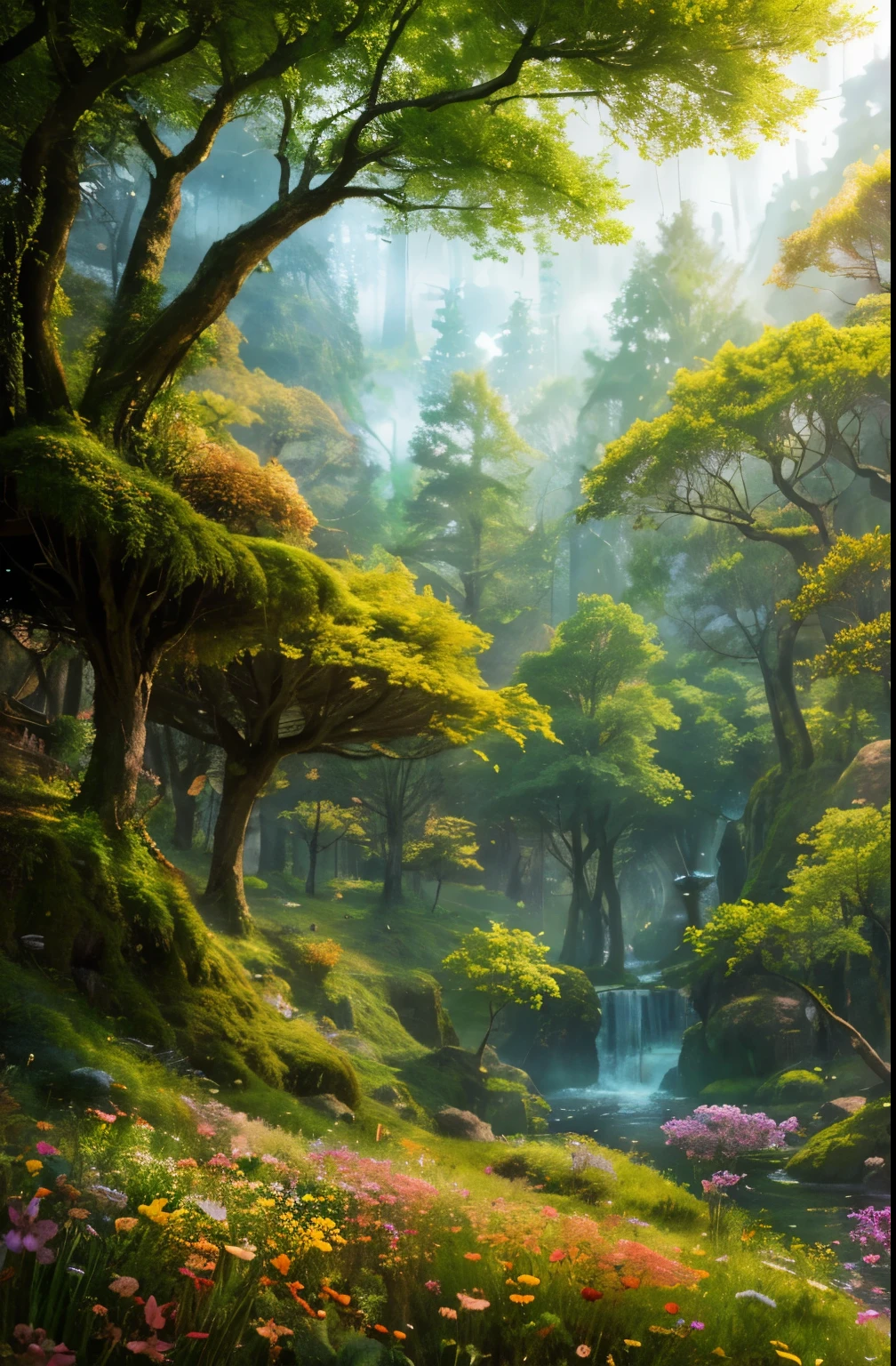masterpiece, best quality, high quality,extremely detailed CG unity 8k wallpaper, An enchanting and dreamy scene of a fantasy forest, with towering trees, glowing mushrooms, and hidden fairy glens, creating a sense of mystique and enchantment, artstation, digital illustration, intricate, trending, pastel colors, oil paiting, award winning photography, Bokeh, Depth of Field, HDR, bloom, Chromatic Aberration ,Photorealistic,extremely detailed, trending on artstation, trending on CGsociety, Intricate, High Detail, dramatic, art by midjourney