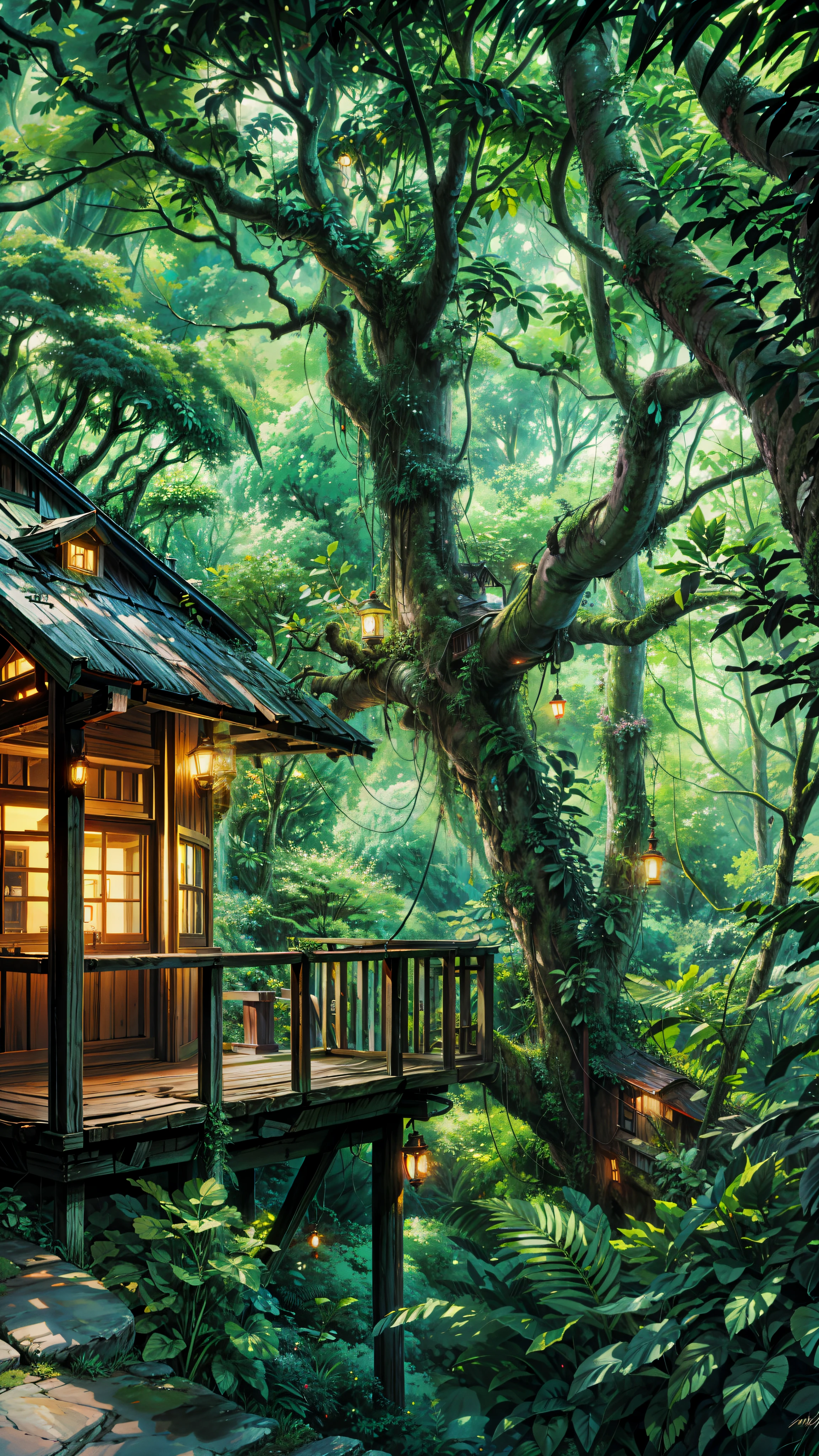 a house in the middle of a forest, studio ghibli environment, overgrowth. by makoto shinkai, cozy cafe background, cinematic studio ghibli still, studio ghibli smooth concept art, nestled in a forest, intricate environments, anime scenery, detailed intricate environment, makoto shinkai. high detail, jungle vines and fireflies, pleasant cozy atmosphere, intricate detailed environment, 4k hd,, beautiful art uhd 4 k, a beautiful artwork illustration, beautiful digital painting, highly detailed digital painting, beautiful digital artwork, detailed painting 4 k, very detailed digital painting, rich picturesque colors, gorgeous digital painting