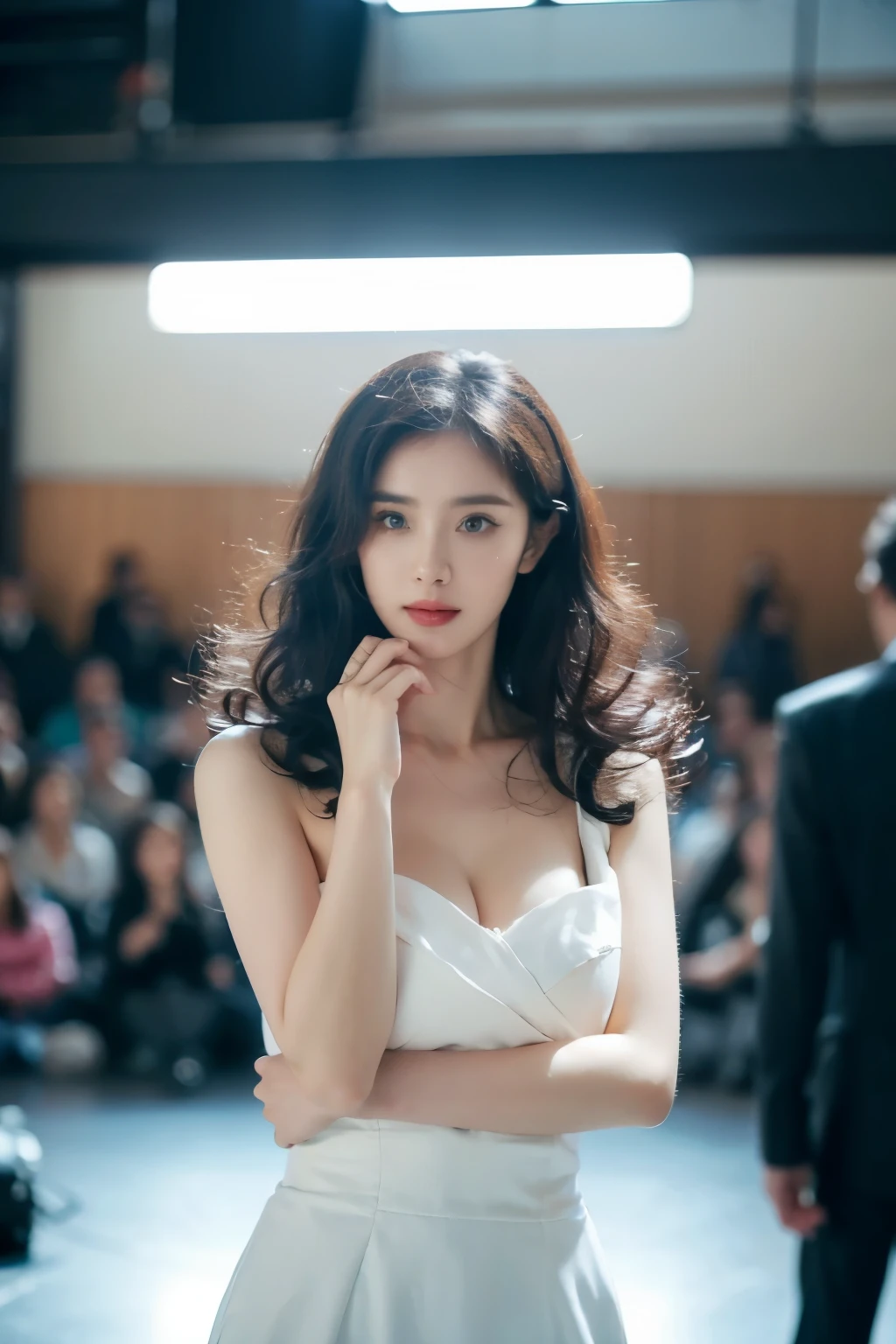 masterpiece, best quality, high resolution, (lifelike:1.4), (depth of field:1.5), 1 girl, (Detailed face), (superior_Body:1.5), Standing in a big city, 
 curls, Big breasts, looking at the audience, Animation,

(Egiosar:0.3), (ulzzang-6500:1),