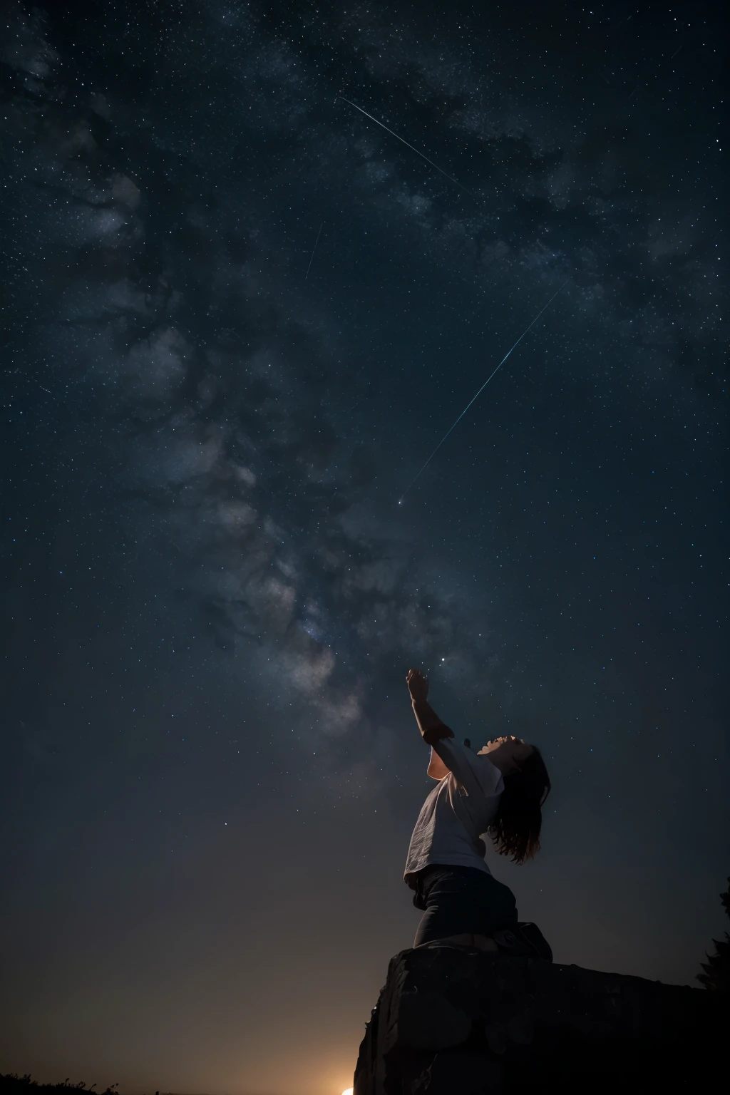 Imagem de Elvinho e Zizi deitados sob as estrelas, looking up at the night sky while dreaming of new adventures.