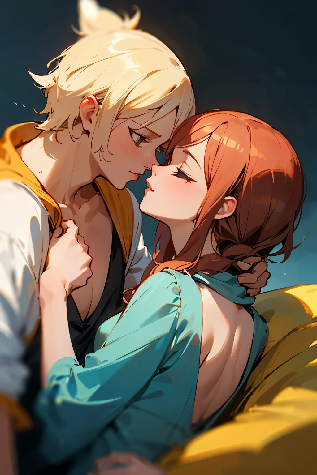 Nami and robin from one piece kissing