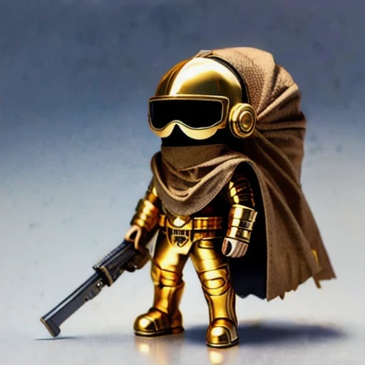 Brilliant Gold Diamond Maya Star（（Suede leather armor））Copper weapons, Burlap Cloak Mummy Hood Platinum Silk Cyberpunk Light Crossbow Space Station 1:60 miniature models, illustration, Side view, (Side view), Wear gold-rimmed reflective sunglasses, Carrying future weapons, very happy, Side view, whole body, 3d, (nautilus) octane rendering, perfect appearance, Collagen protein（（（Isometric art）））