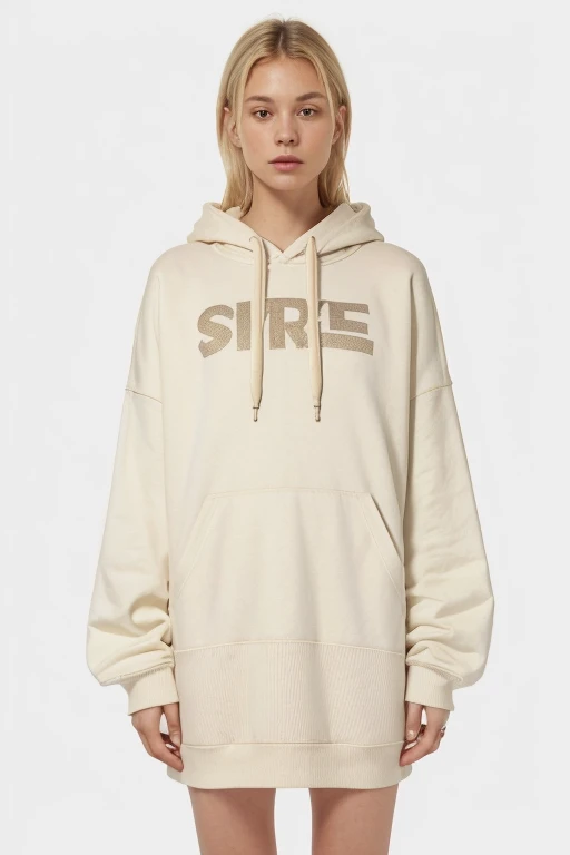 arafed hoodie with a picture of a woman in a white dress, beige hoodie, ssense, off - white collection, heron preston, hodie mihi cras tibi, trending on r/streetwear, off - white style, off-white, off - white, offwhite, beige, wearing an oversized hoodie, vetements, oversized hoodie