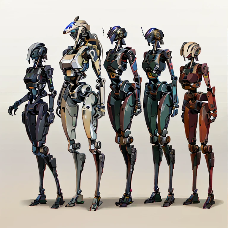 (master piece, high quality),
 (multiple women),
 14,
 All AutoﾊﾞｲA woman transformed into,
 (the face is a human face), 
 (All have colorful internal skeletons from the neck down),
 They all have different hair colours and hairstyles,
 Everyone&#39;s whole body is made of metal and mechanical parts.,
 Everyone is not wearing clothes,
 Everyone&#39;s top is different,
 Everyone has a different bottom shape,
 Everyone&#39;s bottoms and tops are different colors,
 The shape of the bottom and top of each shoe is not the same.,
 All have different leg shapes,
 All of them have suspension legs.,
 All of them have rollers on their ankles.,
 They all have height differences,
 The bodies bear little resemblance to each other,(group selfie), wide angle, soft light,
 whole body mechanics,
 Only the faces of all of them remain human.,
 All standing together, Everyone smiles at the master, Group Selfie, full body shot, Nice long legs, lipstick, cute face, Everyone is showing off their bodies, retina, table top, Accurate, anatomically correct, advanced details, 最high quality, High resolution,
 maintenance shop
