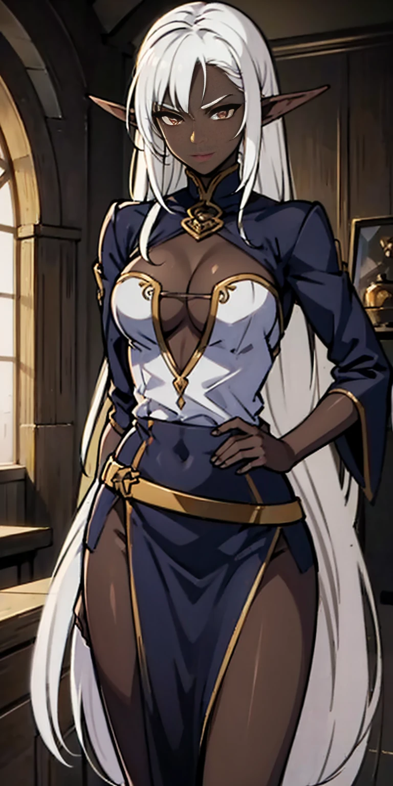 dark elf pirotess black skin white hair