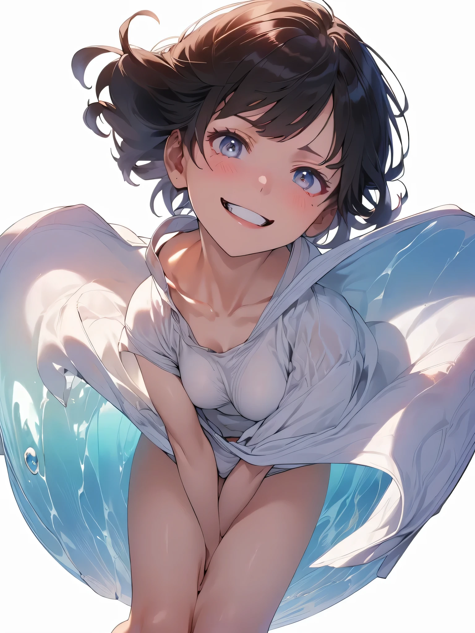 (shiny skin, Super detailed),((1 girl)),(perfect face, detailed face, fine eyes,perfect hands,perfect fingers), (medium breasts:1.2,evil smile:1.4),(mature woman:1.4),cowboy shot,thick,throw, (from below:1.4),short hair, straight HARE,ph_katou
katouhd
katoush, swimsuit、rainbow colored bikini、Seven colored bikini、Colorful Fashion、((8k wallpaper)),bare chest,cleavage, window,chest comes out,transparent clothes、(((white background)))、fold your arms behind your back、Posing to emphasize breasts、(A gust of wind from under your feet:1.2)、((Make sure nothing is visible except for people))、((Black long lace))