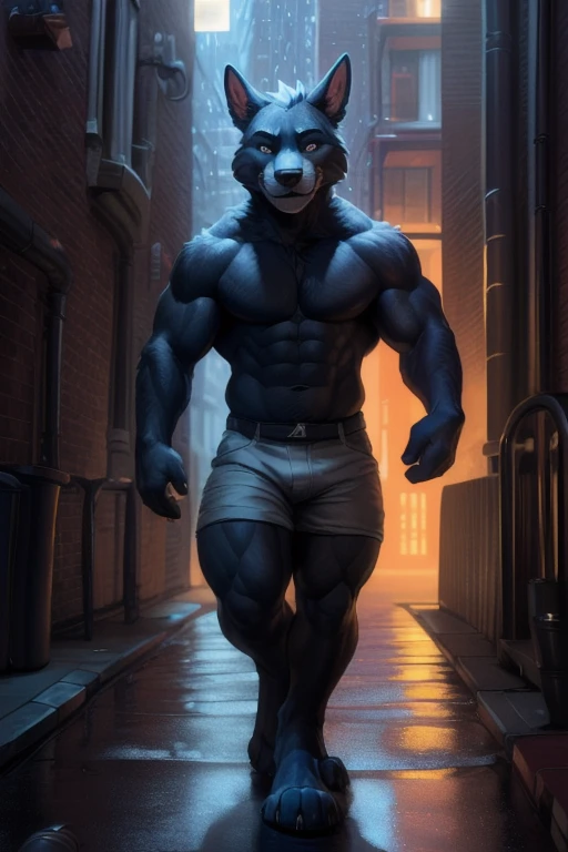 No shirt, shirtless, Male big Uzumaki Naruto muscular ), Walking in a dimly lit NY alleyway in the rain at night , (by Homogenousrule, by Wildering, by Foxovh, by Catcouch), 4k,(by totesfleisch8 and,male, muscular male, muscle 
(( walking in a allyway )),Sharp gaze, hentai , anthro, shortstack, standing, looking  at viewer, background, extremely detailed, 3d render, high quality  digital art, huge thighs , detailed eyes,, good anatomy, good perspective , front towards viewer, by bebebebebe, by sicklyhypnos, by gerkk, by orf, (  by cutesexyrobutts, by darkgem, by zackary911,(  by singafurian, by daftpatriot,, cute, detailed face , face,  face, detailed mouth style, leo alvarez, bara, (soft shading), 4k, hi res, detailed hands, ((detailed face, (detailed eyes:1.0), detailed)), by zackarry911, by zaush, (by personalami:0.5), looking at viewer,  image, navel, full body, one person focus, thick thighs,  Hentai, day, sexy, sensual, detailed, beautiful and detailed  image of an anthropomorphic  ,(highres,:1.2), Smiling happy extremely detailed, photorealistic, 3d render , high quality  digital art,Uzumaki Naruto , Walking in a dimly lit NY alleyway in the rain at night, muscular, muscle, muscles 