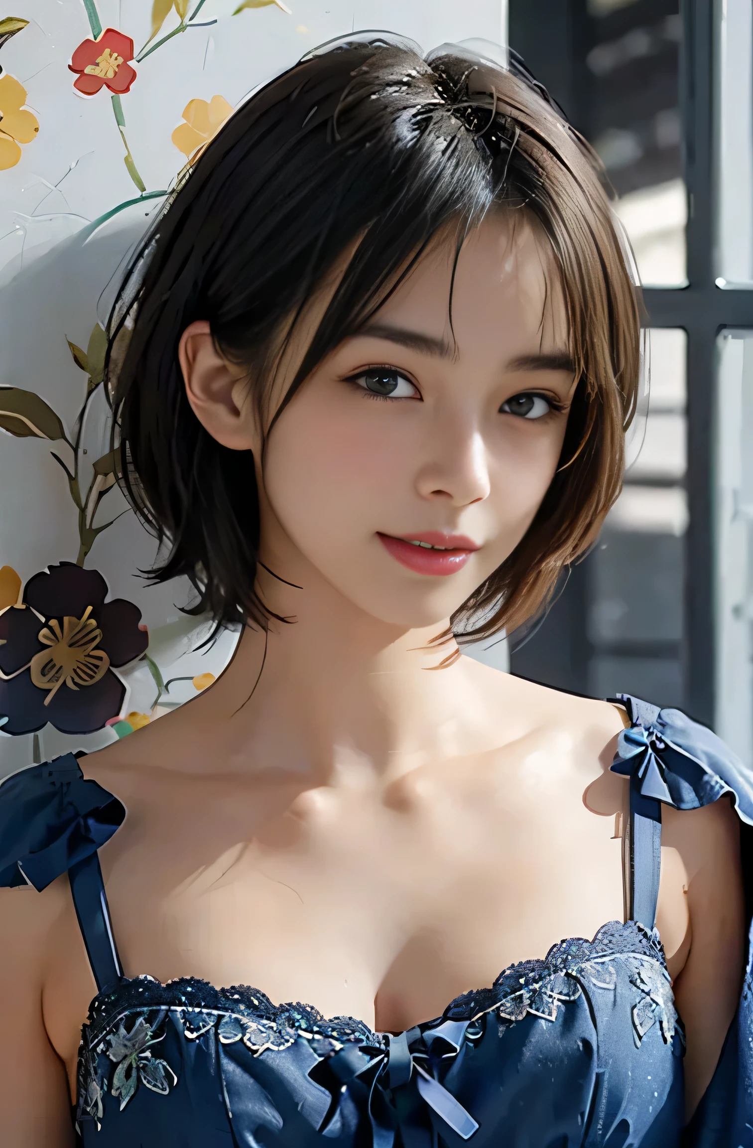 Araffe asian woman in blue dress posing for a picture - SeaArt AI