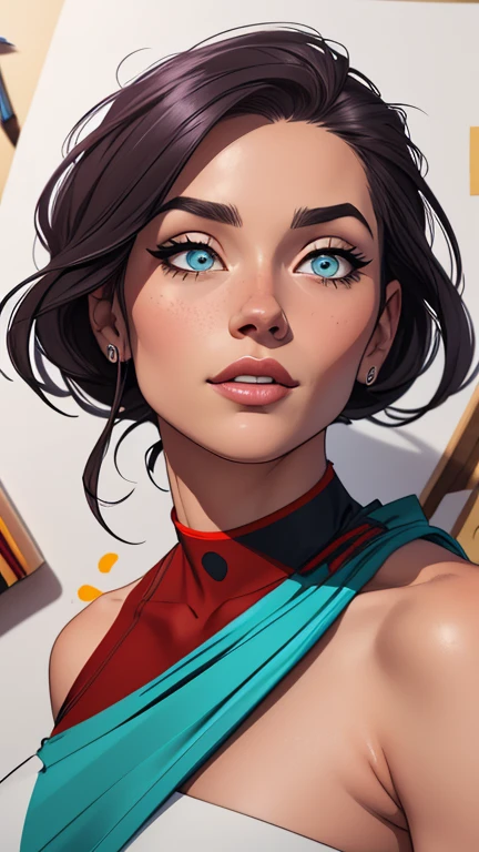 Personagem  mulher ninja com marcas de guerras Imagem de desenho animado de uma mulher .cartoon style illustration, estilo de arte dos desenhos animados, estilo de arte dos desenhos animados, digital illustration style, design de personagens altamente detalhado, arte digital detalhada coragem, Forest fan art, Design de personagens de retrato, beautiful digital illustration, retrato de alta qualidade, Arte em quadrinhos, mulher jovem cabelo com transas lindas . Beautiful outlined eyes Medium large bust and wonderful sensual clothes. expression of sexual desire image from the waist to the head illustration