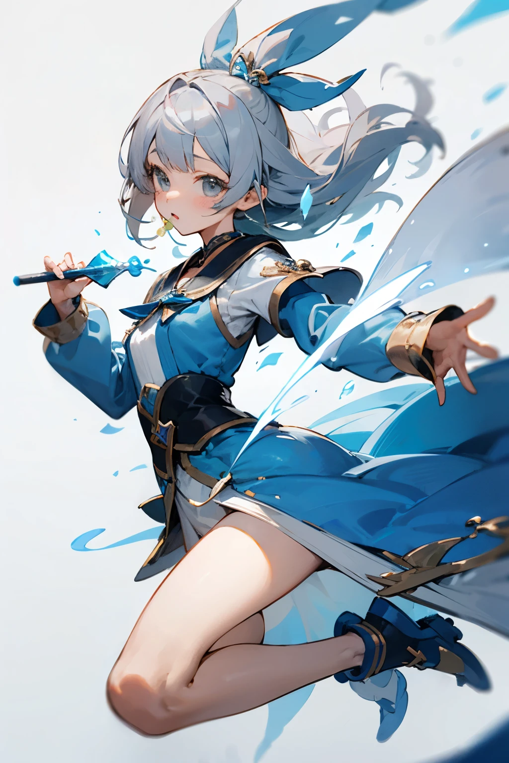 Magical girl,Magical girlのようなポーズ,whole body,gray hair,cute