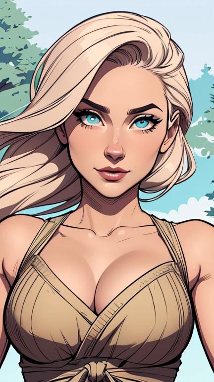 Personagem  mulher ninja com marcas de guerras Imagem de desenho animado de uma mulher .cartoon style illustration, estilo de arte dos desenhos animados, estilo de arte dos desenhos animados, digital illustration style, design de personagens altamente detalhado, arte digital detalhada coragem, Forest fan art, Design de personagens de retrato, beautiful digital illustration, retrato de alta qualidade, Arte em quadrinhos, mulher jovem cabelo com transas lindas . Beautiful outlined eyes Medium large bust and wonderful sensual clothes. expression of sexual desire image from the waist to the head illustration