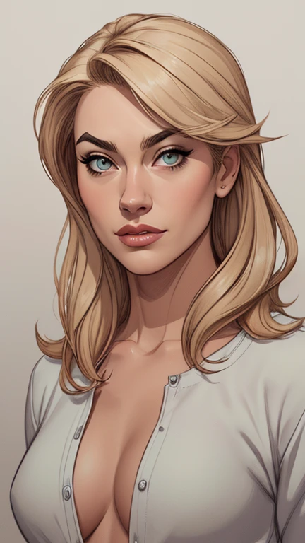 estilo de desenho animado:1.2), Yvonne Strahovski mulher Imagem de desenho animado de uma mulher , roupas sensuais , garota super fofa, authoritarian would be facial expressioncartoon style illustration, estilo de arte dos desenhos animados, estilo de arte dos desenhos animados, digital illustration style, design de personagens altamente detalhado, arte digital detalhada fofa, City fan art, design de personagem retrato, beautiful digital illustration, retrato de alta qualidade, arte em quadrinhos, retrato do design do personagem, white background Buso without clothes and medium breasts, beautiful and symmetrical body curves