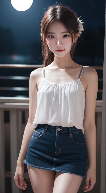 最high quality, table top, high resolution,18 years old wearing white camisole, 1 girl,very beautiful face,(very beautiful face의 초고화질 이미지)(White camisole),realistic, New York's Night View、blurred background、,full body image,(high definition skin:1.2),Looking at the camera with a smiling face,full body image 8K UHD, digital single-lens reflex camera, In softness, bright sunlight,high quality, volume lighting, candid, painting, high resolution,full body image,4K、Japanese university students、a sloppy smile、stand up straight、((((상반신 painting)))),one,Short hair style、camisole