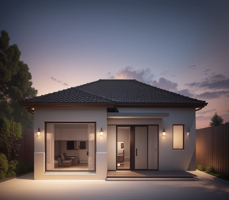 best quality,3D rendering),detached house with 3 bedrooms,living room,kitchen and bathroom,bright and spacious interior,modern design,architectural masterpiece,two-story building with an "L" shaped lot,large front porch,beautifully landscaped garden,contemporary façade with floor-to-ceiling windows,open-concept layout,high ceilings throughout the house,elegant staircase,abundance of natural light,high-end finishes and fixtures,stylish furniture and decor,natural wood flooring,neutral color palette,comfortable and inviting atmosphere.
INFO