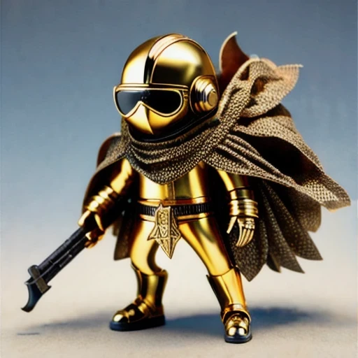 Brilliant Gold Diamond Maya Star((Suede leather armor))Copper weapons, Burlap Cloak Mummy Hood Platinum Silk Cyberpunk Light Crossbow Space Station 1:60 miniature models, illustration, Side view, (Side view), Wear gold-rimmed reflective sunglasses, Carrying future weapons, very happy, Side view, whole body, 3d, (nautilus) octane rendering, perfect appearance, Collagen protein(((Isometric art)))