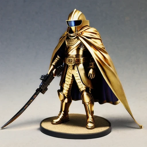 Brilliant Gold Diamond Maya Star（（Suede leather armor））Copper weapons, Burlap Cloak Mummy Hood Platinum Silk Cyberpunk Light Crossbow Space Station 1:60 miniature models, illustration, Side view, (Side view), Wear gold-rimmed reflective sunglasses, Carrying future weapons, very happy, Side view, whole body, 3d, (nautilus) octane rendering, perfect appearance, Collagen protein（（（Isometric art）））