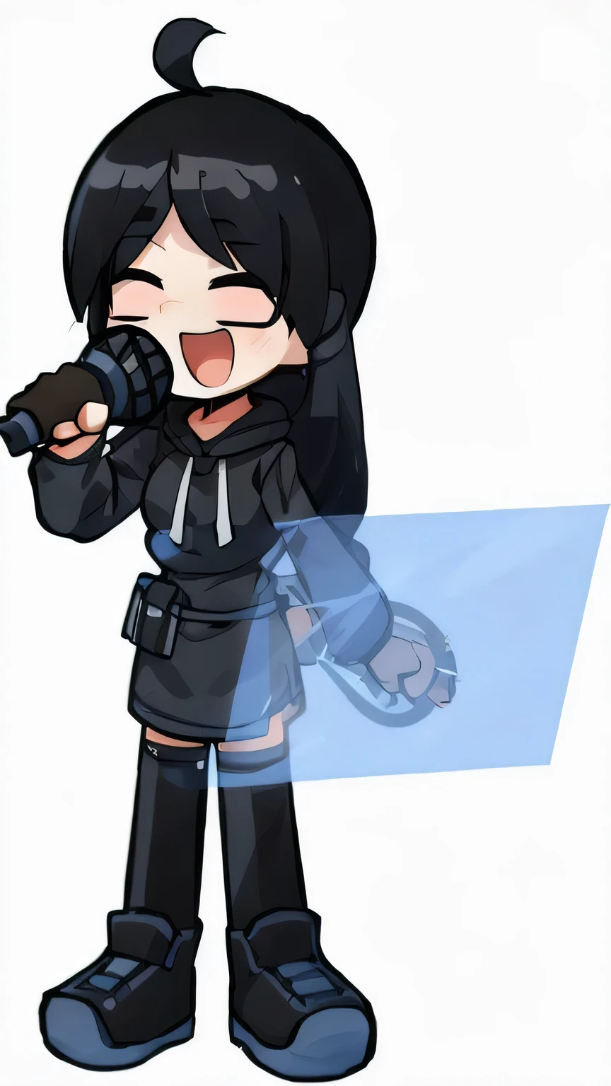 cartoon girl singing into microphone with laptop in hand, maple story gun girl, holding a pudica pose, cel - shaded art style, cel shaded!!!, hints of yayoi kasuma, inspired by Leng Mei, anime moe artstyle, kawaii swat team, kda, visual novel sprite, live2d virtual youtuber model, female protagonist 👀 :8, pregnant womb, big breasts