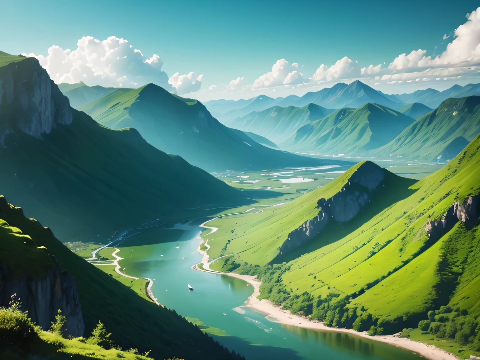 Green mountains and green waters
