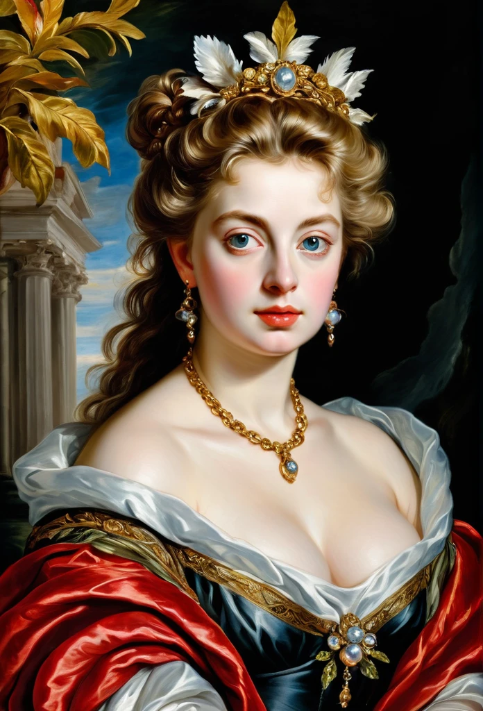 Masterpiece, Beautiful Thick Woman [Elizabeth II:Maude Adams:0.40], Best quality, high clarity eyes, critically flawless,sharp picture, Full portrait, High pixels, perfect face, perfect eyes, beautiful face, perfect hands,perfect fingers, in Peter Paul Rubens style, by Peter Paul Rubens, baroque style, acrylic on canvas, highly detailed, description: "Create a nymph inspired by the tales of Greek or Roman mythology, embodying the essence of a natural element or location, and possessing a unique ability or trait that sets her apart."