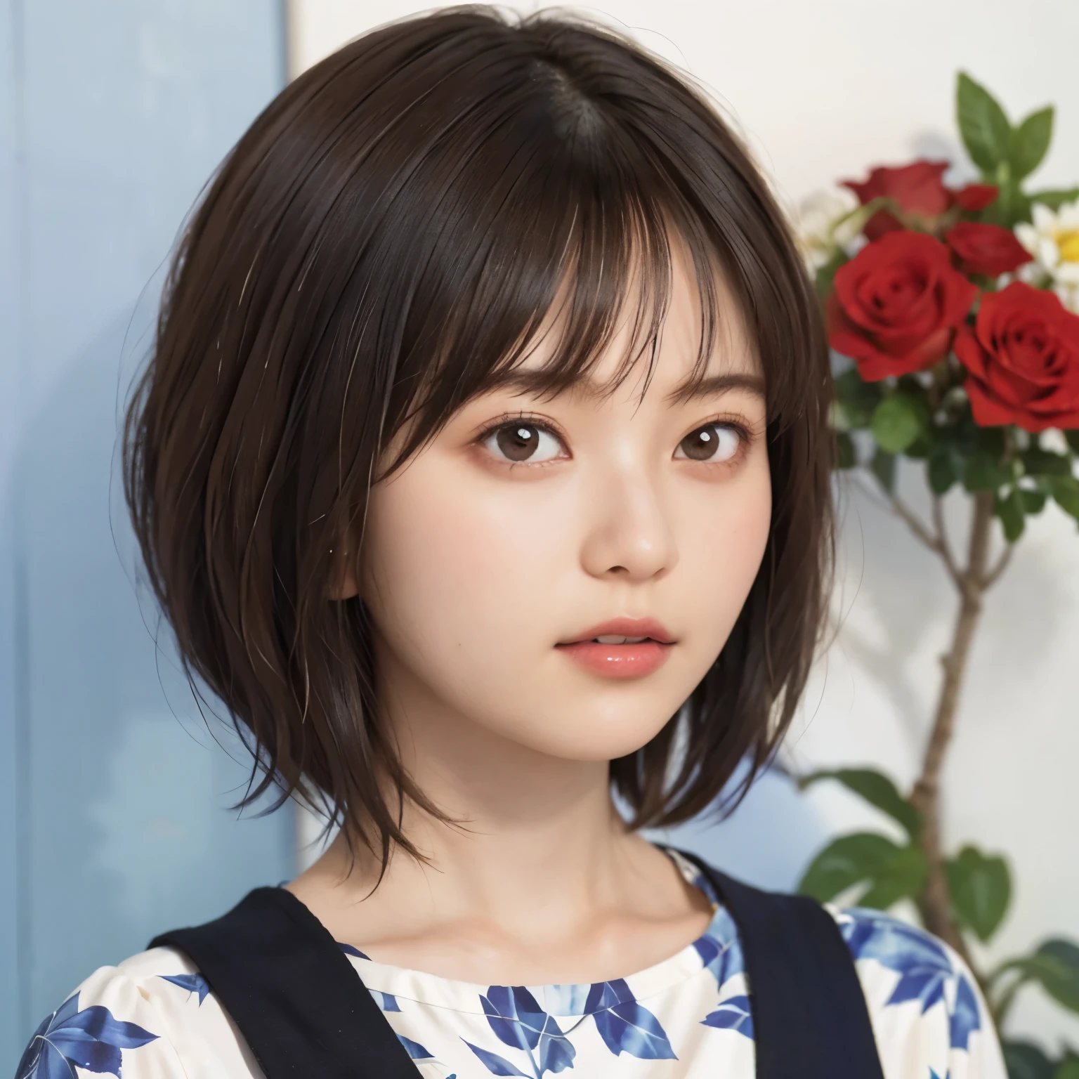 205 ((short hair)), 20 year old female, surrealism, Floral