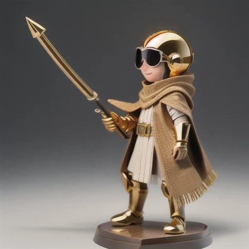Brilliant Gold Diamond Maya Star((Suede leather armor))Copper weapons, Burlap Cloak Mummy Hood Platinum Silk Cyberpunk Light Crossbow Space Station 1:60 miniature models, illustration, Side view, (Side view), Wear gold-rimmed reflective sunglasses, Carrying future weapons, very happy, Side view, whole body, 3d, (nautilus) octane rendering, perfect appearance, Collagen protein(((Isometric art)))